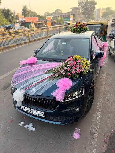 Royal Pink Floral Car Decoration