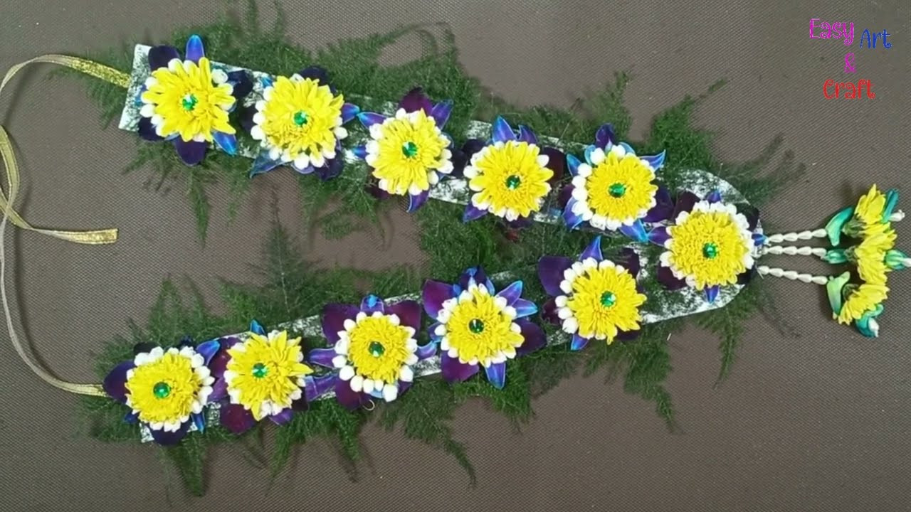 Premium Yellow & Purple Ganesh Ji Floral Kanthi Haar