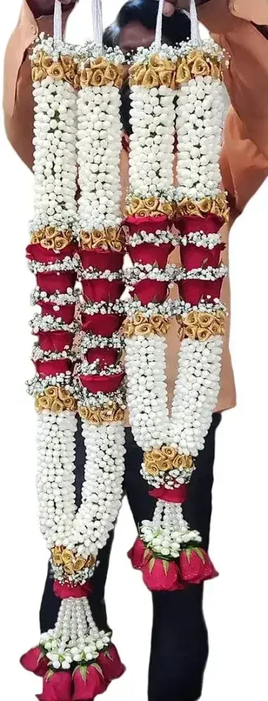 Fresh Elegant Mogra & Rose Varmala Pair